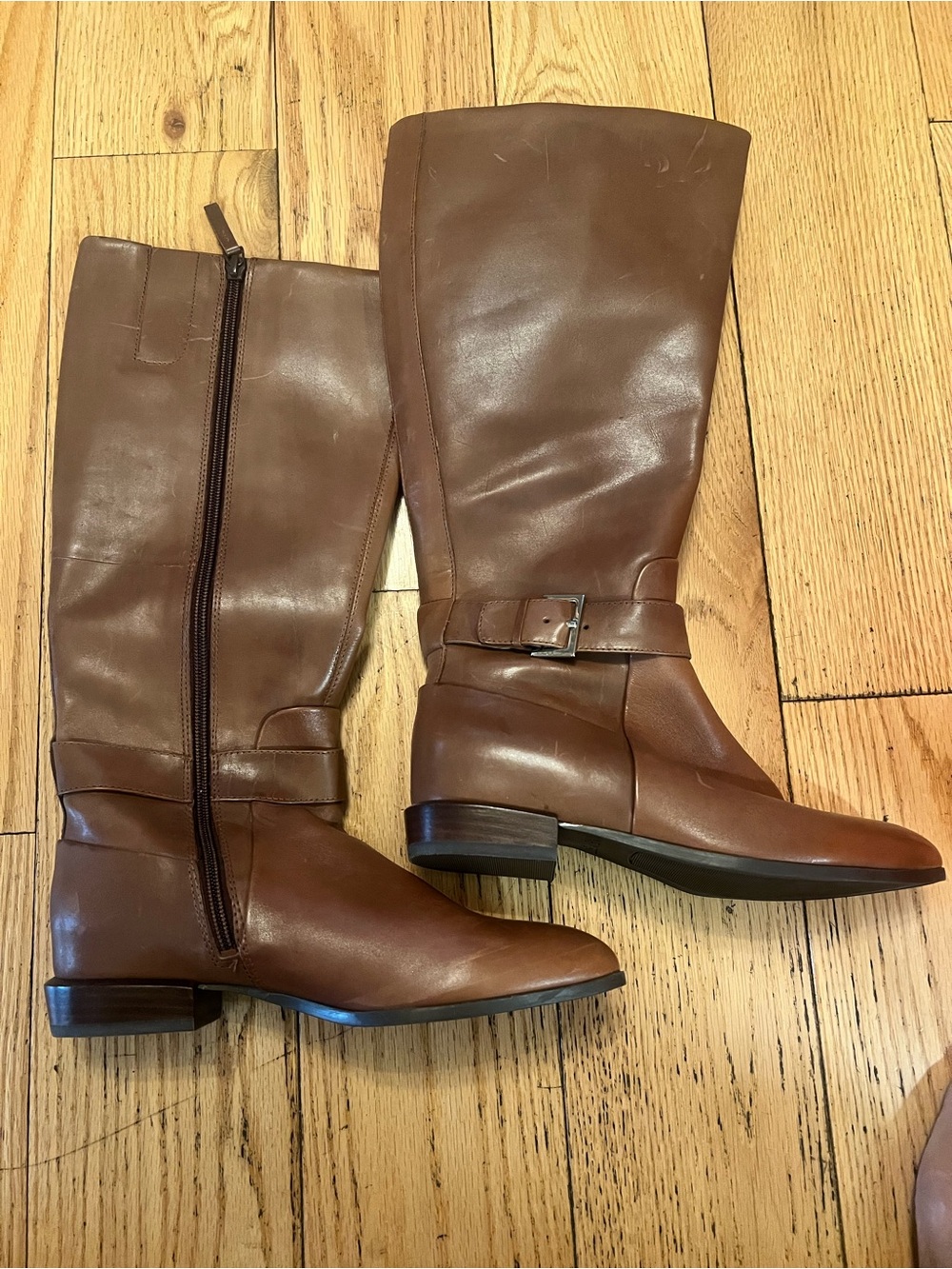 Women's Nine West Tall Brown Leather Riding Boots